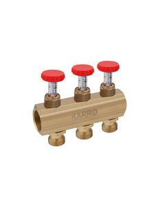 Колектор регулюючий Karro 3 виходи 1х3/4 з витратоміром, латунний, фото  | SNABZHENIE.com.ua