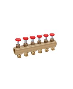 Коллектор Karro 6 выходов 1х3/4 с расходомером, латунный KR-1011U, фото  | SNABZHENIE.com.ua