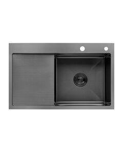 Кухонна мийка Kroner KRP Schwarze 7849RHM PVD (3,0/1,0 мм), фото  | SNABZHENIE.com.ua