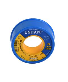 Фум лента Unitape (13,2m x 12mm x 0,075mm) + 10%, щільність 0,35 g/cm³, фото  | SNABZHENIE.com.ua