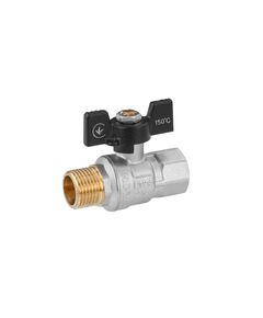Кран кульовий WaGa 1/2 ВН PN40 бабочка нікель, фото  | SNABZHENIE.com.ua