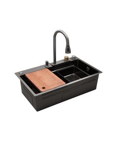 Кухонна мийка Kroner KRP Schwarze SET7545HM PVD (3.0/0.8 мм), фото  | SNABZHENIE.com.ua