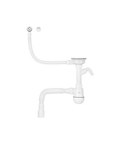 Сифон для кухонної мийки Kroner KRP KS02R-1WHI 3 1/2х40/50 мм з відводом для пральної машини, з круглим переливом, фото  | SNABZHENIE.com.ua