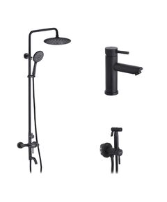 Набор 3 в 1 душевая система Kroner Edelstahl Klassisch-SCH063 + смеситель Edelstahl Klassisch-SCH010 + смеситель Kroner Edelstahl Klassisch-SCH053, фото  | SNABZHENIE.com.ua