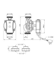Насос циркуляционный Pumpman GRC25/7/130 Нmax 7м Qmax 3,48куб.м P 52 Вт, фото  | SNABZHENIE.com.ua