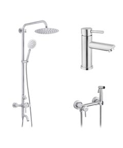 Набор 3 в 1 душевая система Kroner Edelstahl Klassisch-ESG063 + смеситель Edelstahl Klassisch-ESG010 + смеситель Edelstahl Klassisch -ESG052, фото  | SNABZHENIE.com.ua