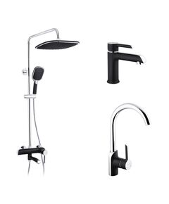 Набор 3 в 1 душевая система Kroner Essen-SCH063 + смеситель Essen-SCH030 + смеситель Essen-SCH010, фото  | SNABZHENIE.com.ua