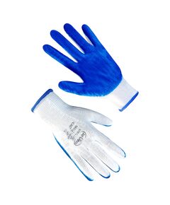 Рукавички синтетичні білі з синім нітриловим покриттям  9 (69457), фото  | SNABZHENIE.com.ua