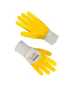 Рукавички бавовняні білі з жовтим нітриловим покриттям 3/4 69474  10 (69474), фото  | SNABZHENIE.com.ua