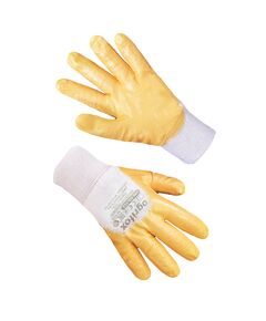 Рукавички бавовняні білі з жовтим нітриловим покриттям 3/4 69475  09 (69475), фото  | SNABZHENIE.com.ua