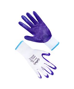 Рукавички синтетичні білі з фіолетовим нітриловим покриттям  10 (69204), фото  | SNABZHENIE.com.ua