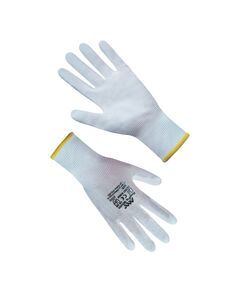 Рукавички синтетичні білі з білим поліуретановим покриттям 8 розмір  Білий (69762), фото  | SNABZHENIE.com.ua