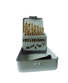 Набір свердел п/м 1-10мм 19шт HSS-TiN коробка метал  1/1.5/2/2.5/3/3.5/4/4.5/5/5.5/ 6/6.5/7/7.5/8/8.5/9/9.5/10 (61020161), фото  | SNABZHENIE.com.ua