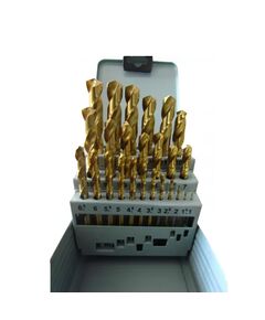 Набір свердел п/м 1-13мм 25шт HSS TiN коробка метал  1/1.5/2/2.5/3/3.5/4/4.5/5/5.5/ 6/6.5/7/7.5/8/8.5/9/9.5/10/10.5/ 11/11.5/12/12.5/13 (61020251), фото  | SNABZHENIE.com.ua