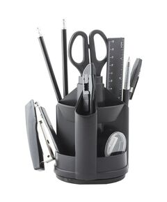 Набір настільний JOBMAX, з наповненням (13 предметів), пластиковий, чорний  13 (Im-off), фото  | SNABZHENIE.com.ua