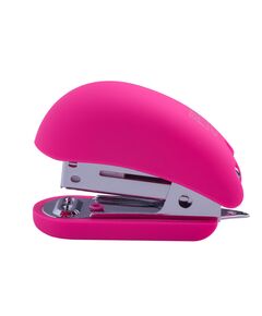 Степлер пластиковий МІНІ, RUBBER TOUCH, 12 арк., (скоби №24; 26), 66x30x46 мм, рожевий  Пластик (Im-off), фото  | SNABZHENIE.com.ua