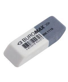 Гумка подвійна з абразивною частиною S,  41x14x8 мм, синт.каучук, біло-сіра  олівець. ручку. чорнила (Im-off), фото  | SNABZHENIE.com.ua