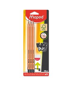 Набір олівців графітових BLACK PEPS з гумкою, 6шт/уп  HB (MP.850017FC), фото  | SNABZHENIE.com.ua
