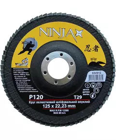 Круг лепестковый шлифовальный выпуклый NINJA Т29 125х22 мм Р120 (65V612), фото  | SNABZHENIE.com.ua