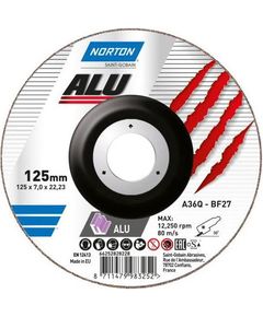 Диск шлифовальный по алюминию NORTON ALU A36Q; Ø= 125/22,2 мм, t= 7,0 мм, фото  | SNABZHENIE.com.ua