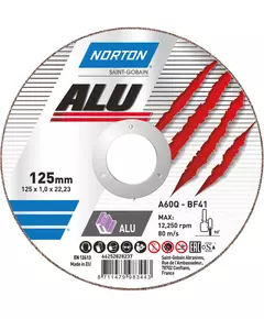 Диск відрізний по алюмінію NORTON-Alu A60Q 125/22,2 мм, t= 1,0 мм (66252828237), фото  | SNABZHENIE.com.ua