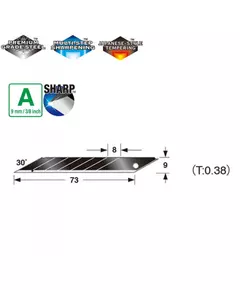 Лезвия сегментные 9мм TAJIMA Acute Angle Razar Black Blades CB39RB угол наклона 30°, 10 шт. (CB39RB), фото  | SNABZHENIE.com.ua