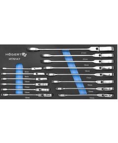 Набір  ріжково-накидних ключів з трищіткою і шарніром EVA 14шт. HT1R048-HT1R061  14 (HT7G147), фото  | SNABZHENIE.com.ua