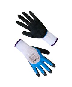 Перчатки синтетические белые с сине-черным вспененным латексным покрытием 3/4 69136 "б", фото  | SNABZHENIE.com.ua