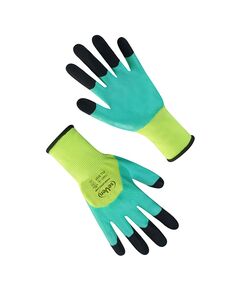 Перчатки синтетические салатовые с двойным вспененным латексным зелено-черным 3/4 покрытием "б", фото  | SNABZHENIE.com.ua