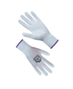 Перчатки синтетические белые с белым полиуретановым покрытием, фото  | SNABZHENIE.com.ua