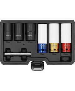 Головки торцеві ударні з екстрактором YATO квадрат- 1/2", М17,19,21мм Cr-Mo,  для алюм. дисків 7 Од., фото  | SNABZHENIE.com.ua