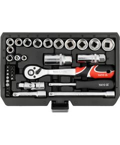 Набір головок торцевих і насадок викруткових YATO квадрат 1/4", 3/8" з прикладними інструм-ми 34 шт., фото  | SNABZHENIE.com.ua