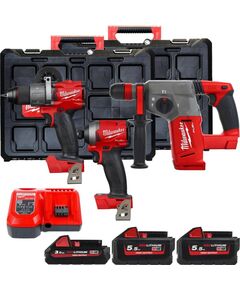 Набор инструментов акумуляторных MILWAUKEE, M18FPP3P2-533P(ЗУ,2х5,5Ач,1х3Ач,M18 FPD2,FID2,CHX.кейси), фото  | SNABZHENIE.com.ua