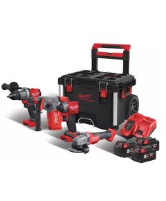 Набор инструментов акумуляторных MILWAUKEE, M18FPP4B-503P (ЗУ, 3х5Ач, M18 FPD2,FID2,CHX,CAG125XPDB), фото  | SNABZHENIE.com.ua