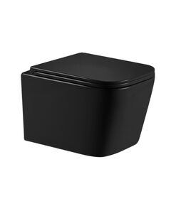 Унитаз подвесной Qtap Crow Ultra Quiet 485×340×290 мм, Matt Black, с сиденьем Slim Duroplast/ Soft-close/ Quick Release QT05335171MB, фото  | SNABZHENIE.com.ua