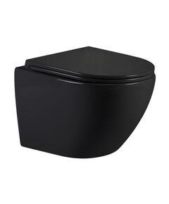 Унитаз подвесной Qtap Jay Ultra Quiet 485х360х320 мм, Matt Black, сиденьем Slim Duroplast/ Soft-close/ Quick Relase QT07335177MB, фото  | SNABZHENIE.com.ua