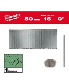 Гвозди оцинкованные с Т-образной головкой MILWAUKEE 16G/0°/50мм, (2500шт), фото  | SNABZHENIE.com.ua