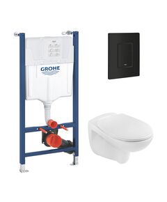 Комплект 4 в 1: Установка для унитаза Grohe QuickFix Solido 2 в 1 38971000 + Панель смыва для унитаза Grohe QuickFix Even 389662430 + Унитаз безободочный Kroner Oker WHI533536 RIMLESS- KO533536WHIR (38971966243KO53R), фото  | SNABZHENIE.com.ua