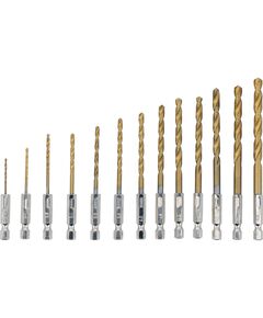 Набір свердл по металу покриті титаном STHOR: 6-гранний хвостовик - 1/4", HSS. Ø= 1,5- 6,5 мм, 13 шт, фото  | SNABZHENIE.com.ua