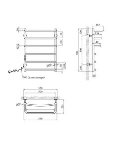 Полотенцесушитель электрический Kroner KRP Prima EL700x500-6, фото  | SNABZHENIE.com.ua