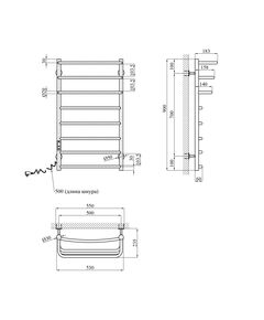 Полотенцесушитель электрический Kroner KRP Prima EL900x500-8, фото  | SNABZHENIE.com.ua