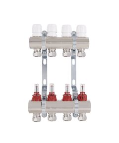 Thermo Alliance Standart Коллектор латунный с расходомерами и евроконусами 1"х4  TAS235W4E, фото  | SNABZHENIE.com.ua