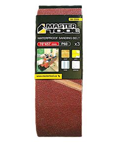 Лента шлифовальная MASTERTOOL зерно 60 76×457 мм 3 шт 08-3306, фото  | SNABZHENIE.com.ua