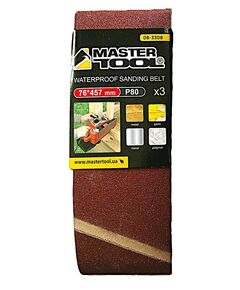 Лента шлифовальная MASTERTOOL зерно 80 76×457 мм 3 шт 08-3308, фото  | SNABZHENIE.com.ua