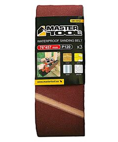 Лента шлифовальная MASTERTOOL зерно 120 76×457 мм 3 шт 08-3312, фото  | SNABZHENIE.com.ua
