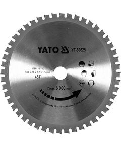 Диск пильный по металлу YATO 185x2.2x20 мм, 48 зубьев, фото  | SNABZHENIE.com.ua