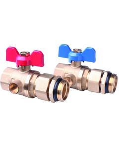 Комплект кульових кранів Danfoss FHF-BV, 1", для підключення колекторів, 2шт, прямий, латунь, фото  | SNABZHENIE.com.ua