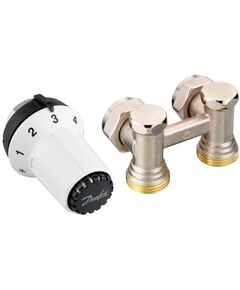 Комплект термостатичний Danfoss RAS-CK + RLV-KS, H-подібний, нижнє підкл, M30x1.5,  1/2", кутовий, фото  | SNABZHENIE.com.ua