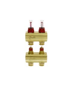 Розподільний колектор Danfoss FHF-F, 2+2 контури, з ротаметрами, латунь, фото  | SNABZHENIE.com.ua