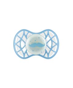 Пустушка Nuvita Air55 Cool 6міс+, симетрична, з ковпачком, світиться у темряві, вуса, блакитний, фото  | SNABZHENIE.com.ua